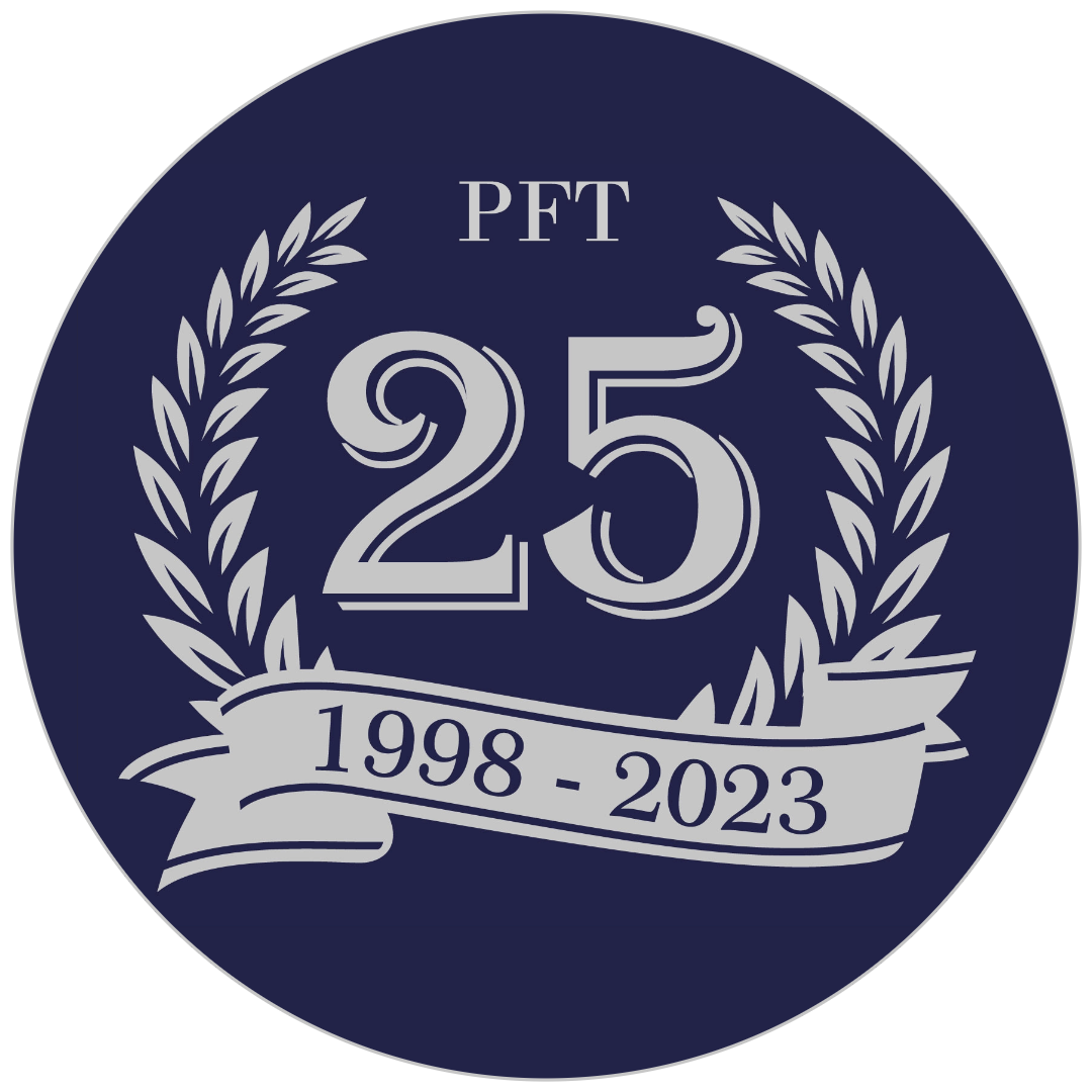 PFT.nu 25 års logo rundt